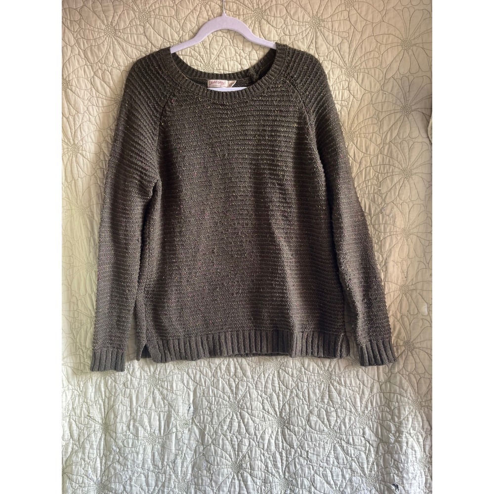 Cozy Olive Green Confetti Knit Sweater